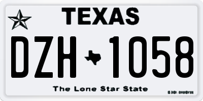 TX license plate DZH1058