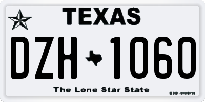 TX license plate DZH1060