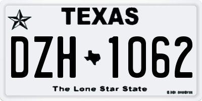 TX license plate DZH1062