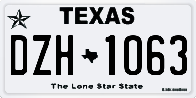 TX license plate DZH1063