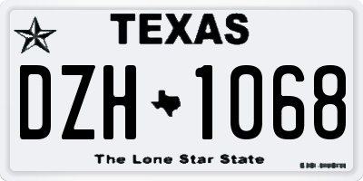 TX license plate DZH1068