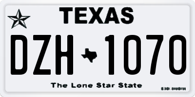 TX license plate DZH1070
