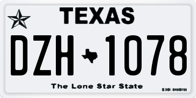 TX license plate DZH1078