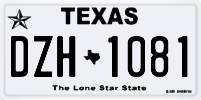 TX license plate DZH1081