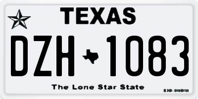 TX license plate DZH1083