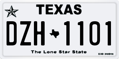 TX license plate DZH1101