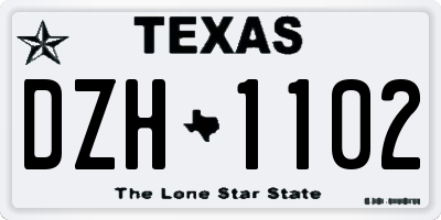 TX license plate DZH1102