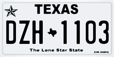 TX license plate DZH1103