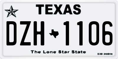 TX license plate DZH1106