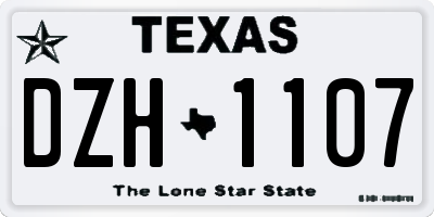 TX license plate DZH1107