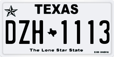 TX license plate DZH1113