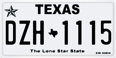 TX license plate DZH1115