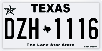TX license plate DZH1116