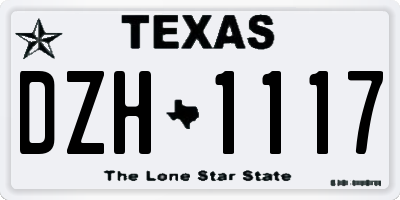 TX license plate DZH1117