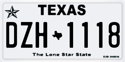 TX license plate DZH1118
