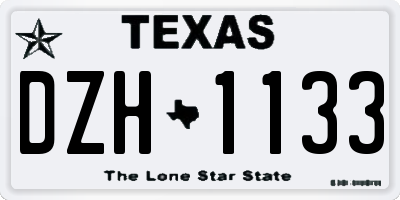 TX license plate DZH1133