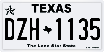 TX license plate DZH1135