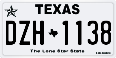 TX license plate DZH1138