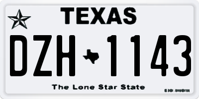 TX license plate DZH1143
