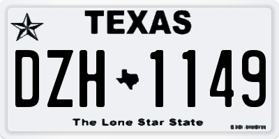 TX license plate DZH1149