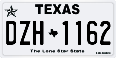 TX license plate DZH1162