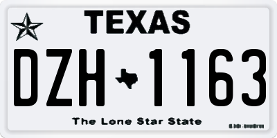 TX license plate DZH1163