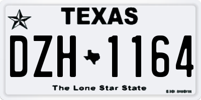 TX license plate DZH1164