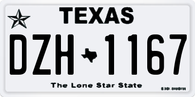TX license plate DZH1167