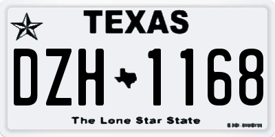 TX license plate DZH1168