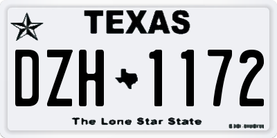 TX license plate DZH1172