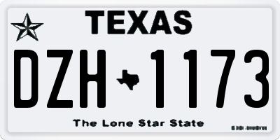TX license plate DZH1173