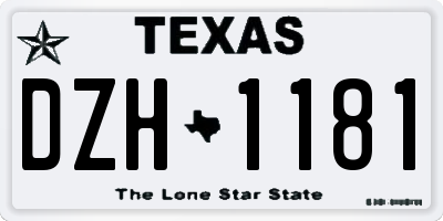 TX license plate DZH1181