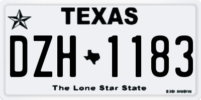 TX license plate DZH1183