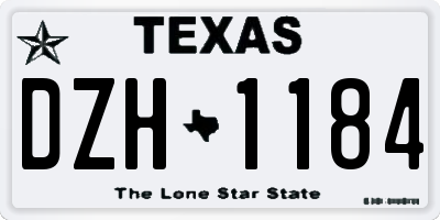 TX license plate DZH1184