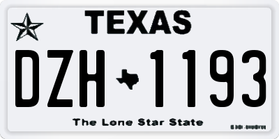 TX license plate DZH1193