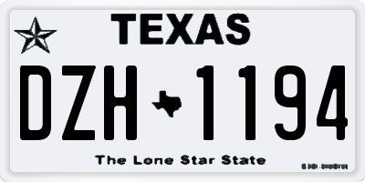 TX license plate DZH1194