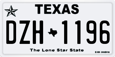 TX license plate DZH1196