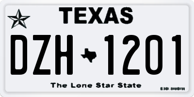 TX license plate DZH1201
