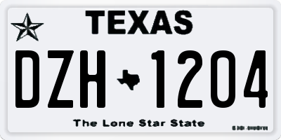TX license plate DZH1204