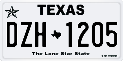 TX license plate DZH1205