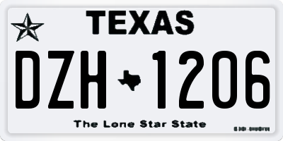 TX license plate DZH1206