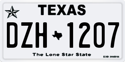 TX license plate DZH1207