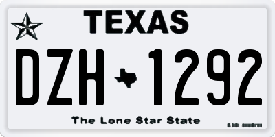 TX license plate DZH1292