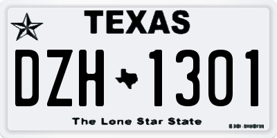 TX license plate DZH1301