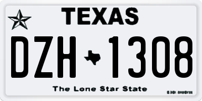 TX license plate DZH1308