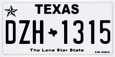 TX license plate DZH1315