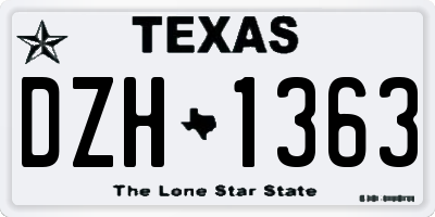 TX license plate DZH1363