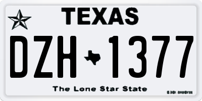 TX license plate DZH1377
