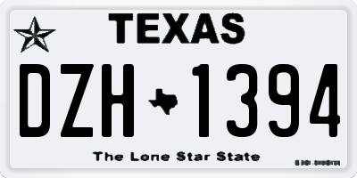 TX license plate DZH1394