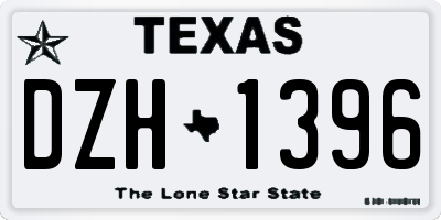 TX license plate DZH1396
